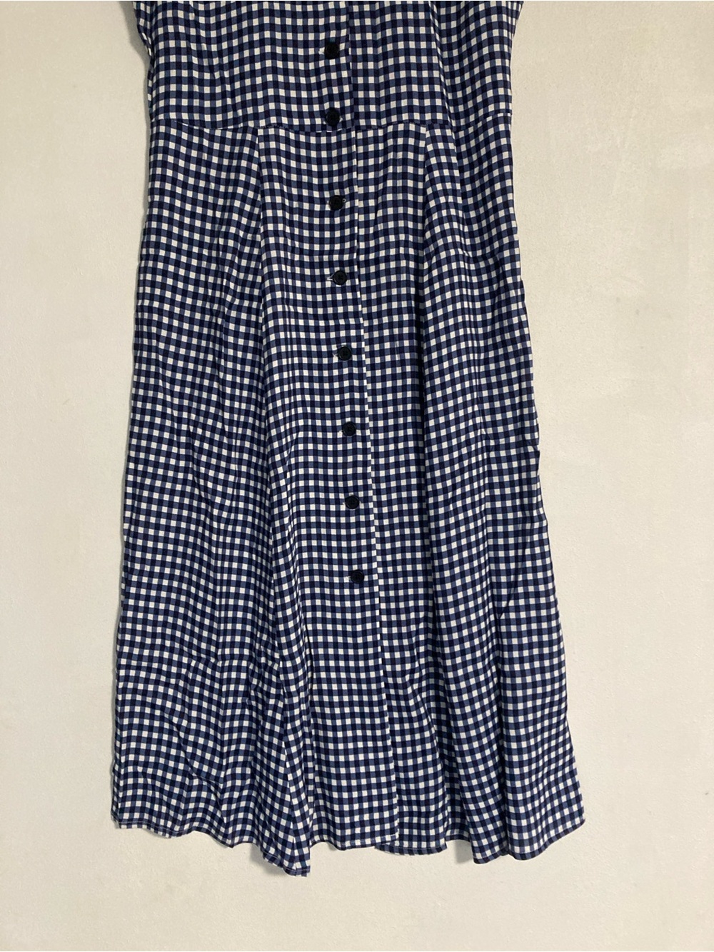 Philosophy Dress Women's Size 8 Gingham Plaid Blue White Midi Handkerchief - Picture 16 of 16